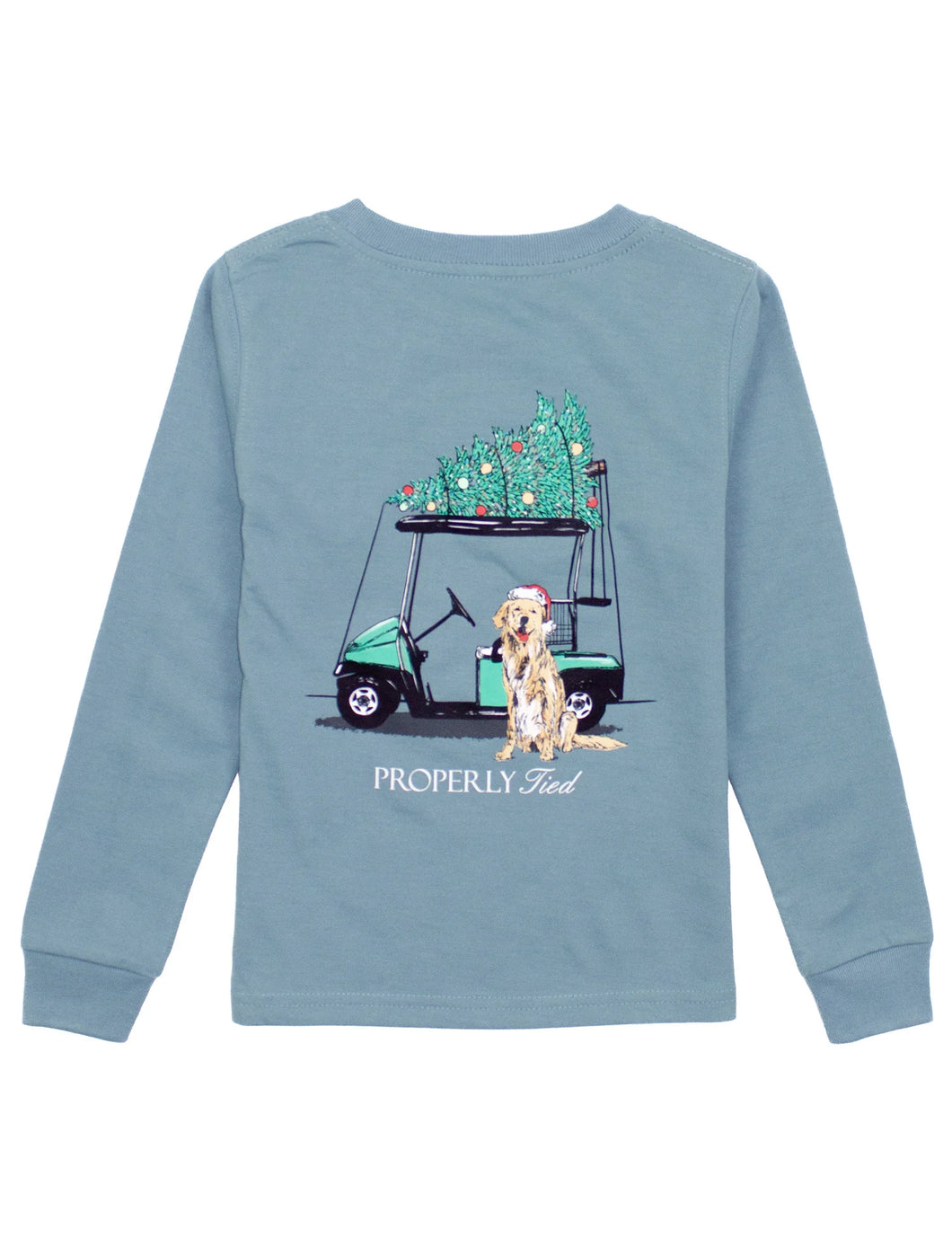 Properly Tied Santa's Caddy L/S Shirt-Steel Blue