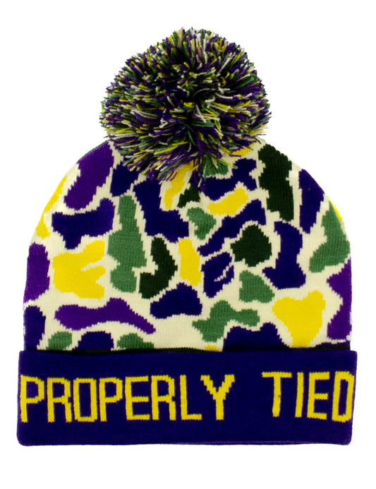 Properly Tied Mardi Gras Camo Beanie