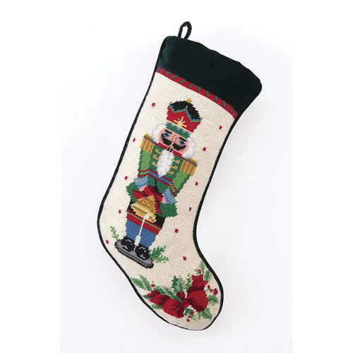 Nutcracker Melody Bell Needlepoint Stocking