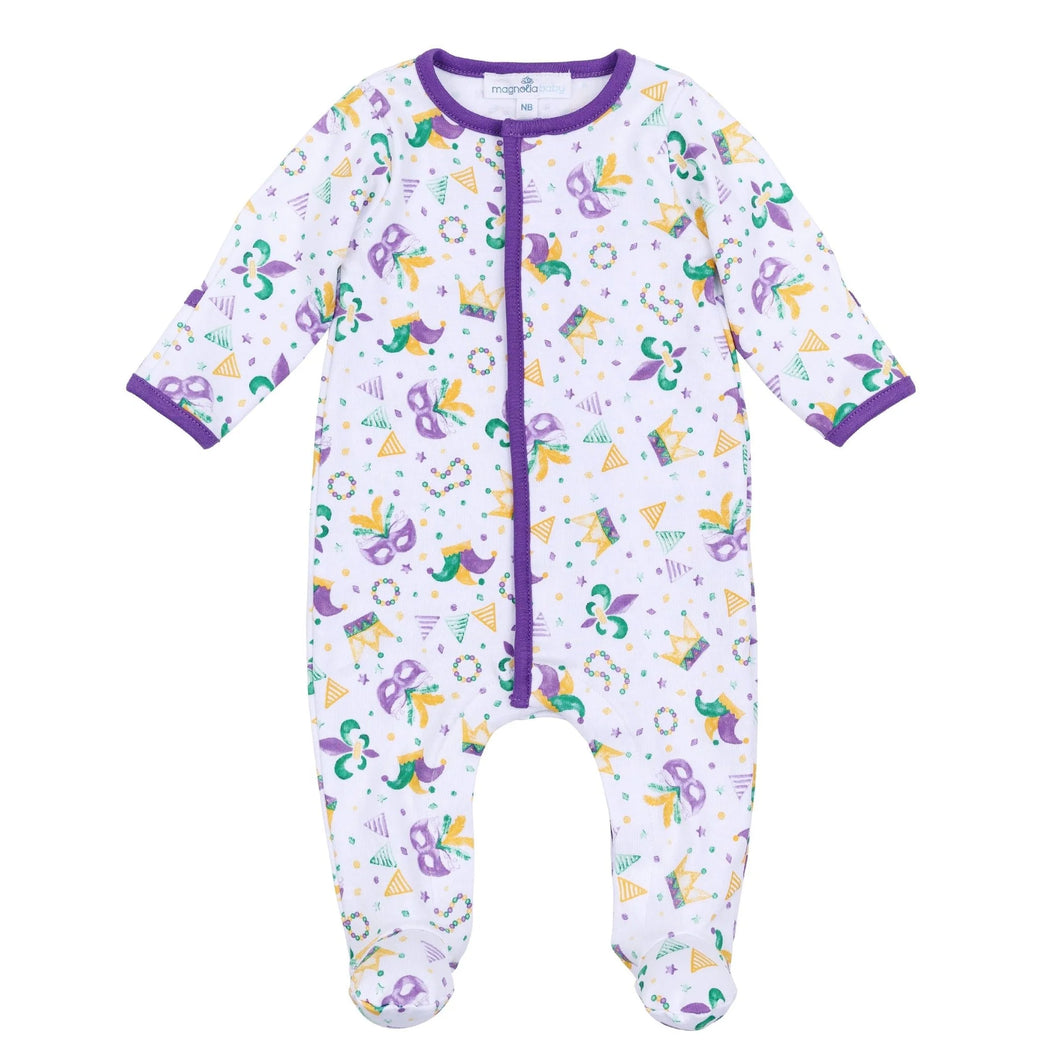 MB Mardi Gras Munchkins Zipper Footie
