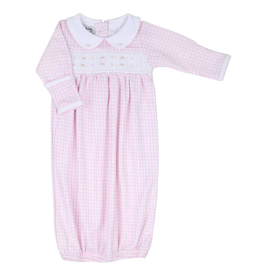Magnolia Baby Mini Checks Smocked Gown-Pink