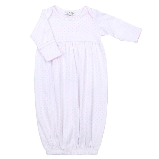 MB Mini Dots Gathered Gown-Pink