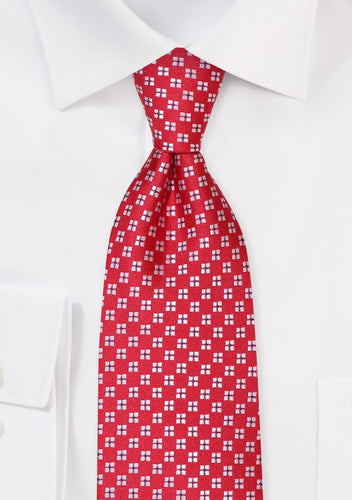 Modern Check Tie in Cherry Red