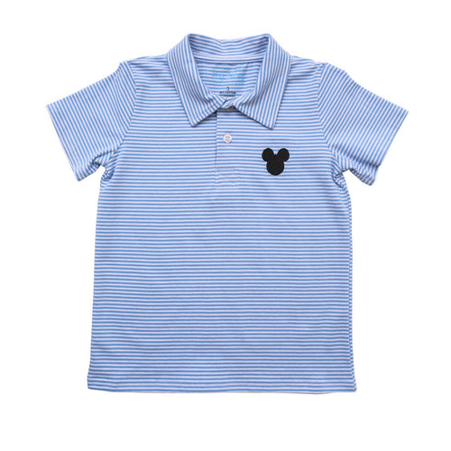 Itsy Bitsy Mouse S/S Polo-Lt. Blue/White