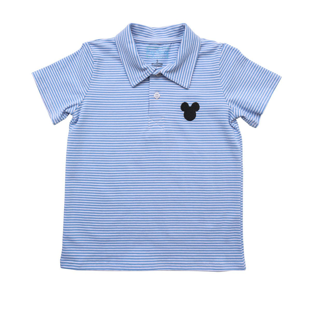 Itsy Bitsy Mouse S/S Polo-Lt. Blue/White