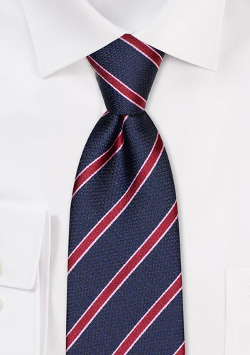 Navy and Wine Red Striped Tie