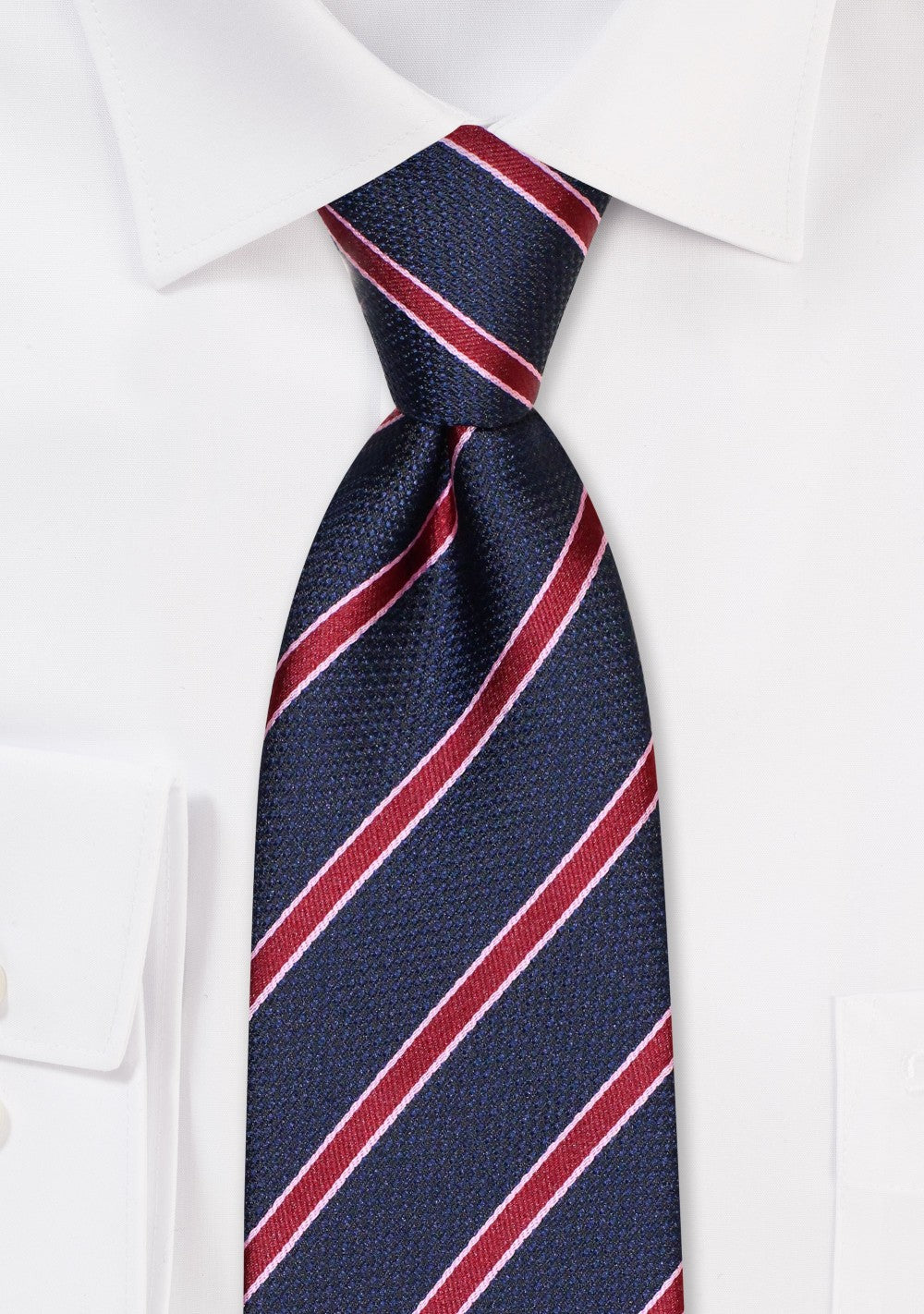 Navy and Wine Red Striped Tie