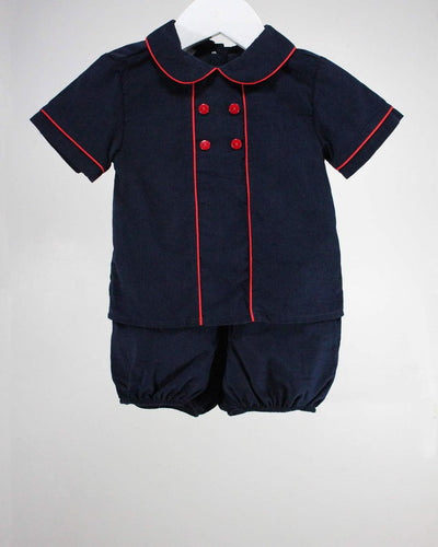 Baby Blessings Navy & Red Michael Bloomer Set