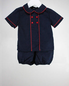 Baby Blessings Navy & Red Michael Bloomer Set
