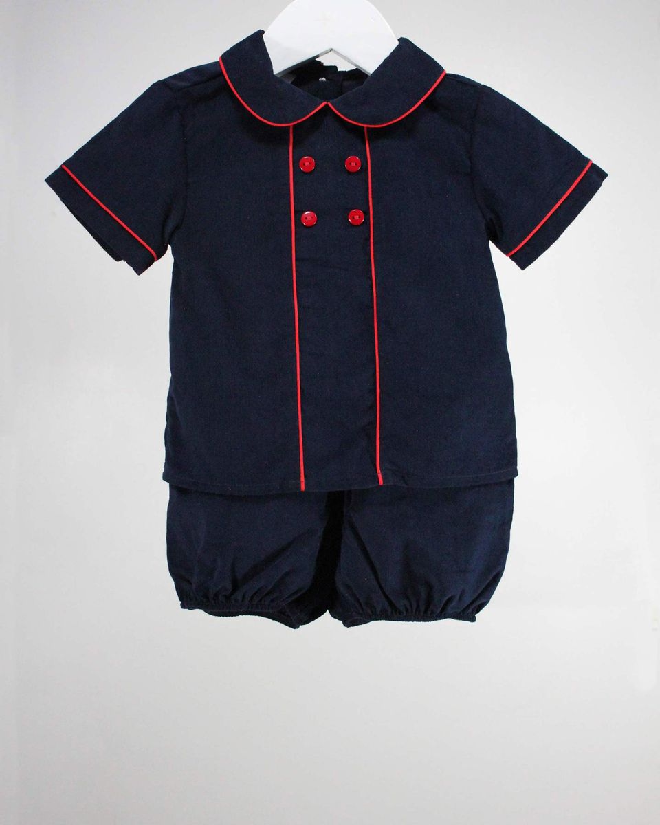 Baby Blessings Navy & Red Michael Bloomer Set