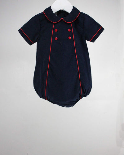 Baby Blessings Navy & Red Piping Michael Bubble