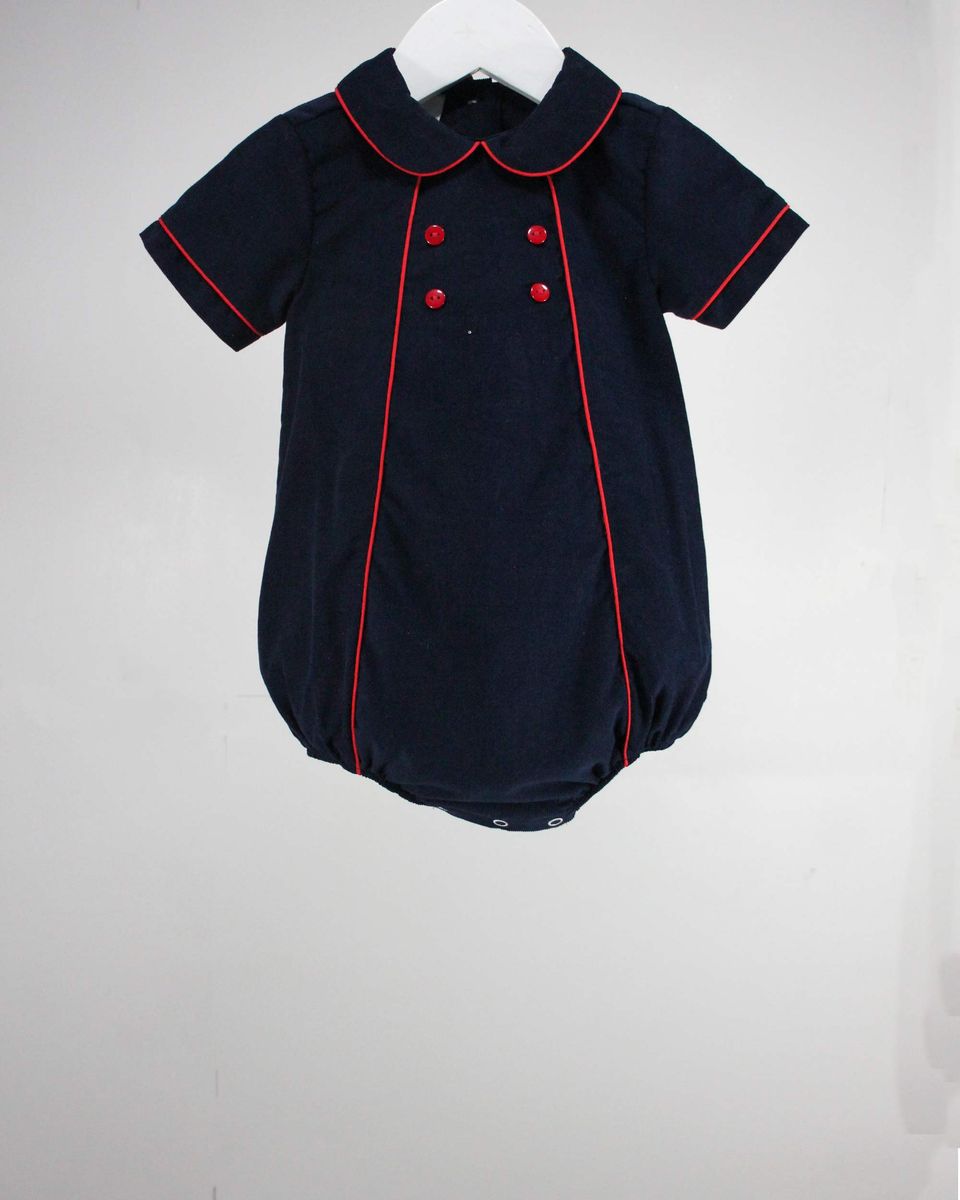 Baby Blessings Navy & Red Piping Michael Bubble