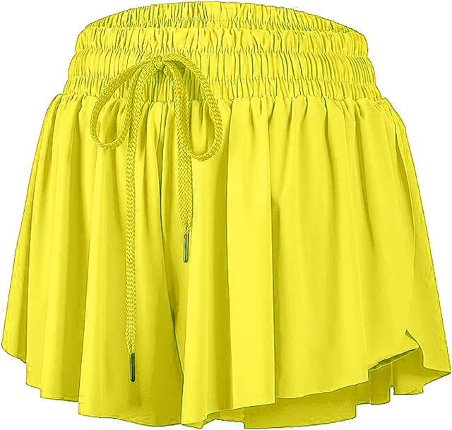 Azarhia Neon Yellow Butterfly Shorts