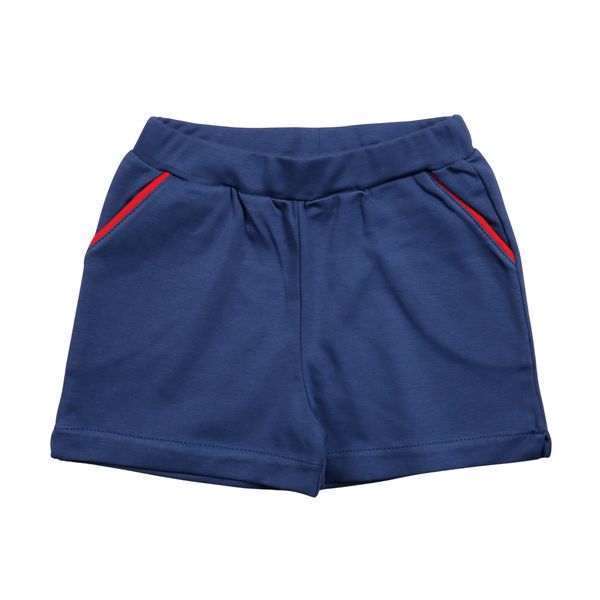 Baby Loren Navy Pima Shorts w/ Red Piping