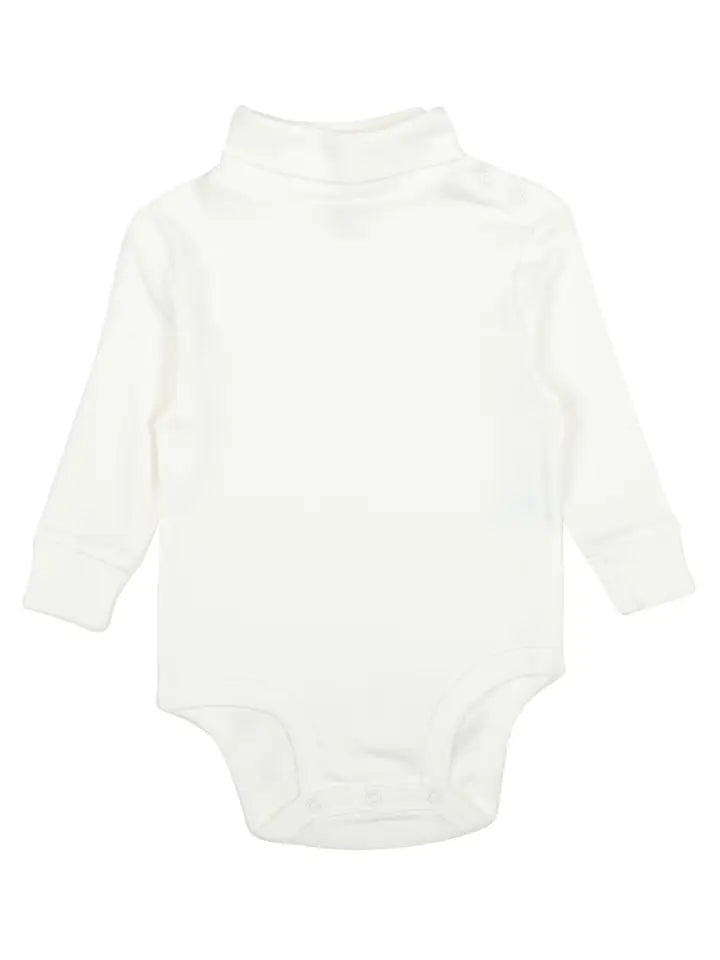Leveret Cotton Turtleneck Bodysuit-Off White