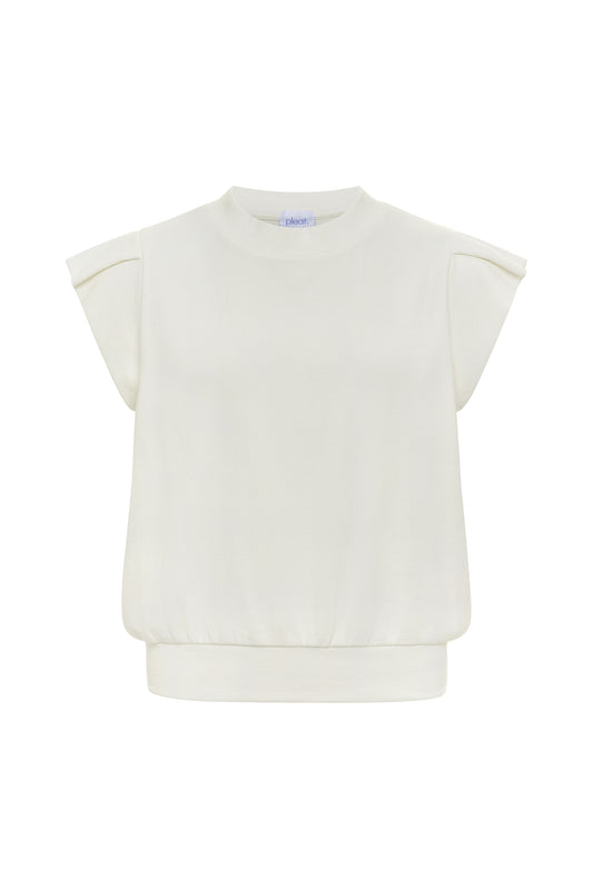 Pleat Olivia Knit Top-White