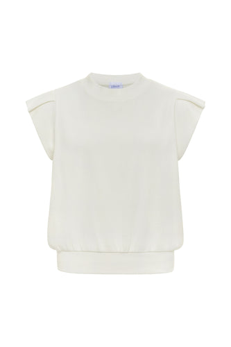 Pleat Olivia Knit Top-White