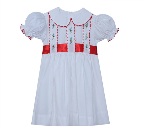 RN Christmas Hollies Dress-White