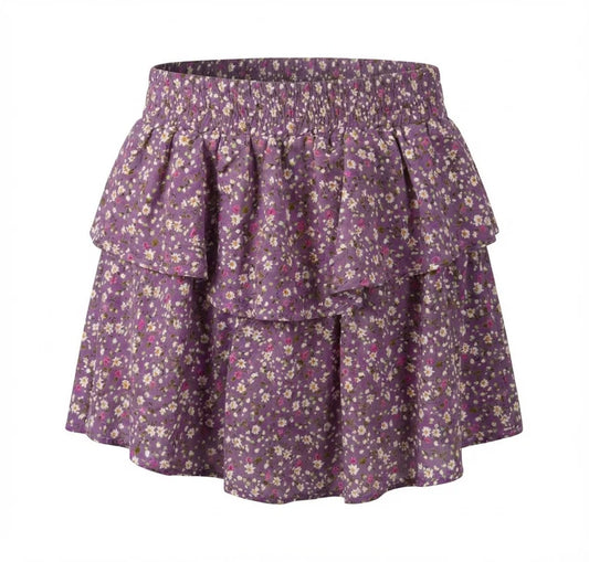 Pleat Parker Skort-Violet Fleur