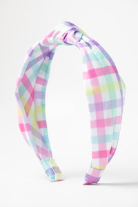 Azarhia Top Knot Headband-Pastel Plaid