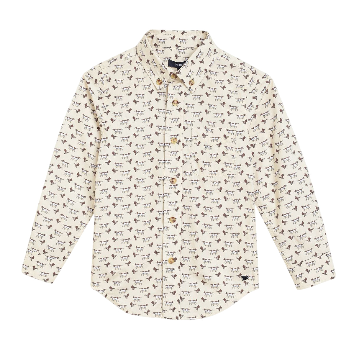 Pedal Dog Print Button Down Shirt-Wheat