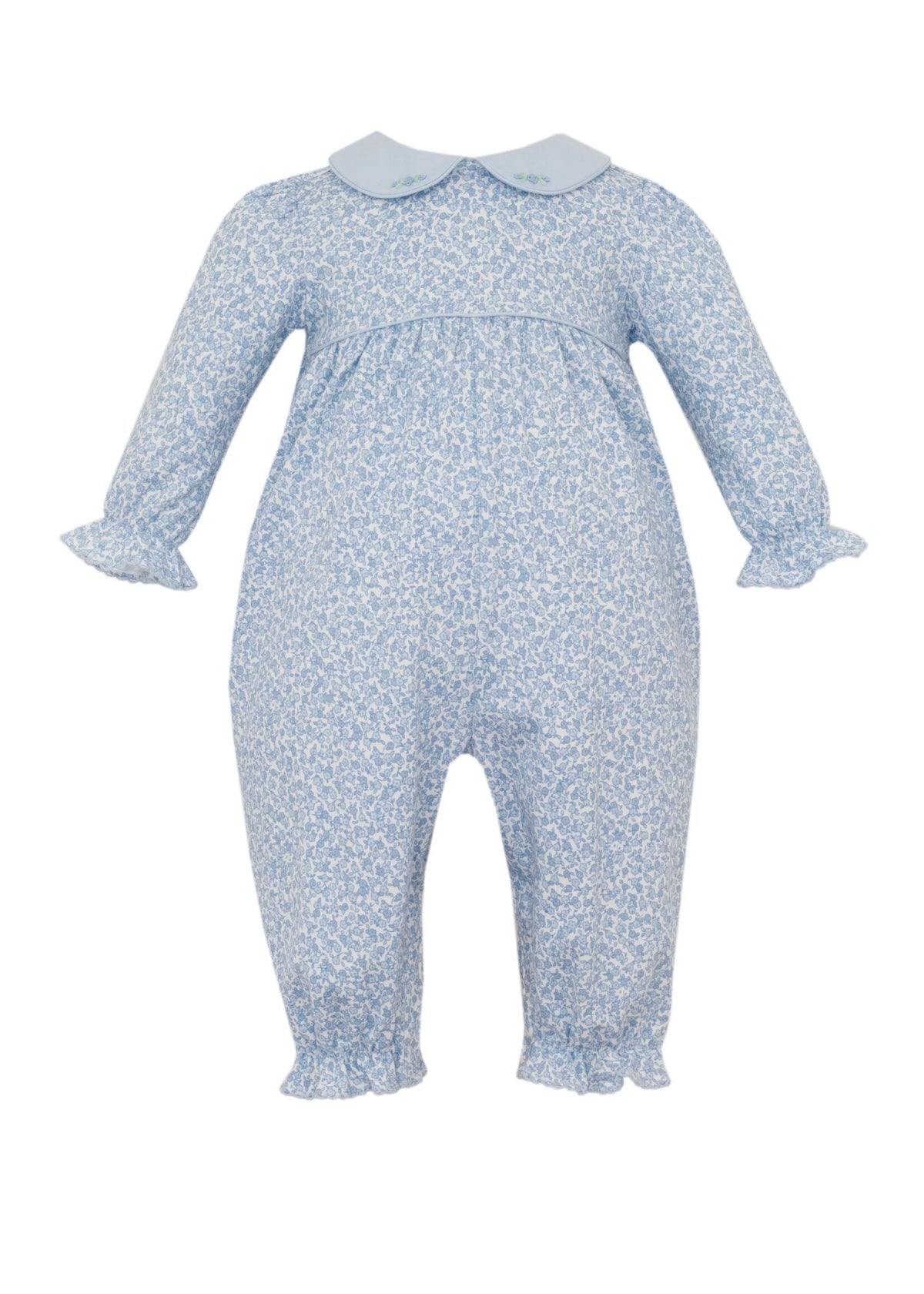 Petit Bebe Blue Liberty Knit Girls L/S Romper