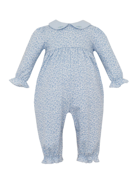 Petit Bebe Blue Liberty Knit Girls L/S Romper