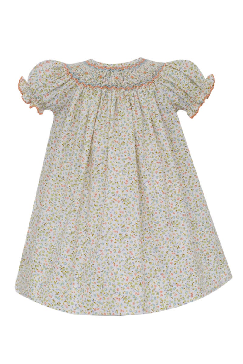 Petit Bebe Green/Orange Floral Print S/S Bishop