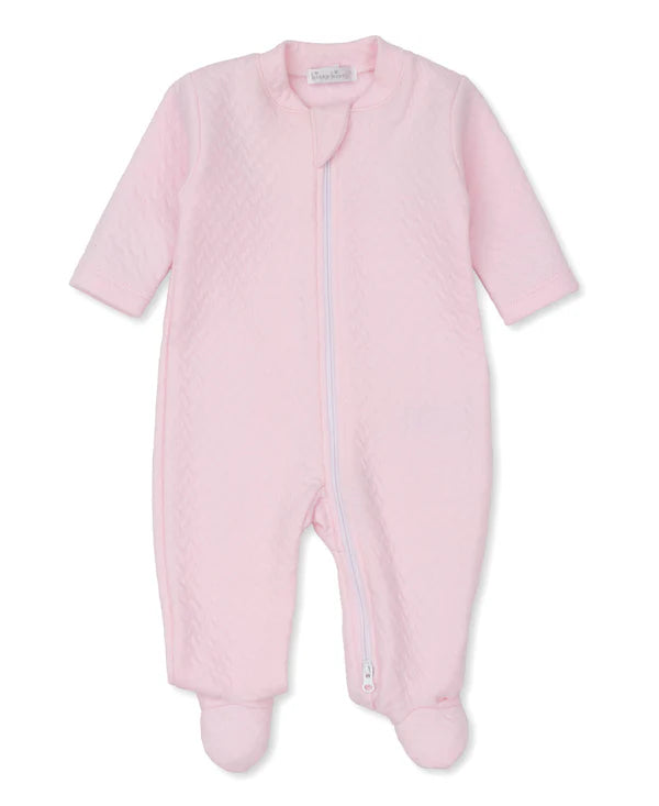 Kissy Jacquard Footie w/ Zipper-Pink