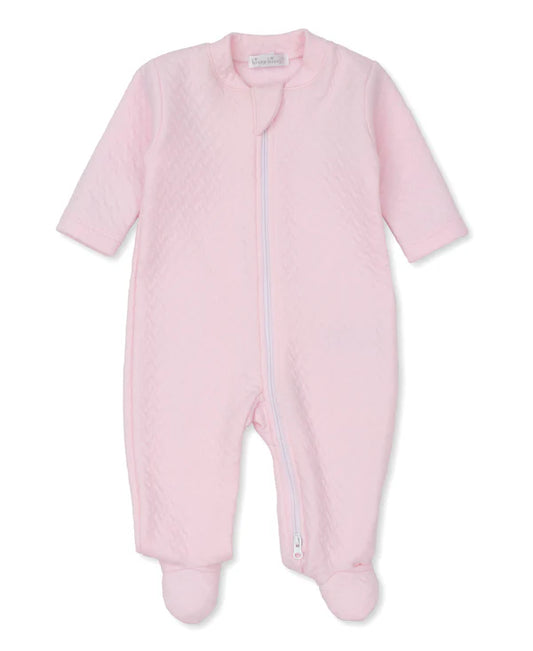 Kissy Jacquard Footie w/ Zipper-Pink