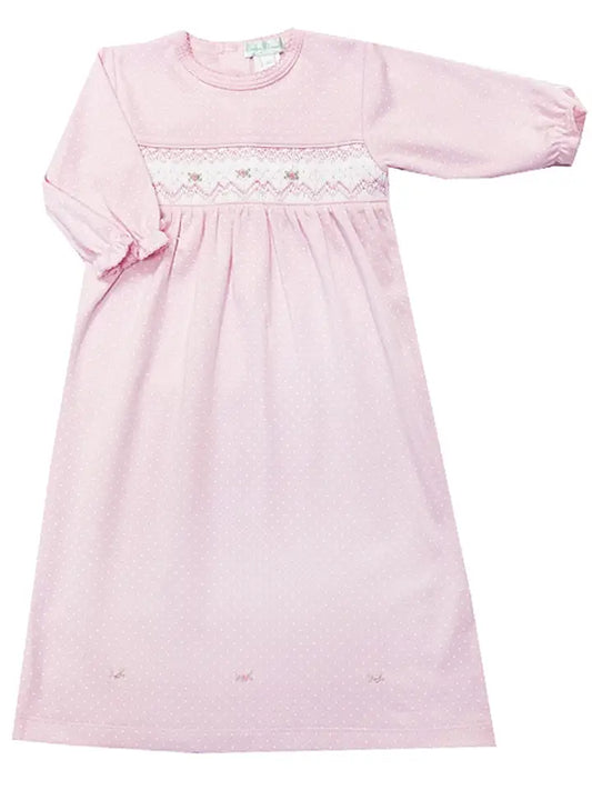 Baby Threads Smocked Pink Tiny Dot Daygown