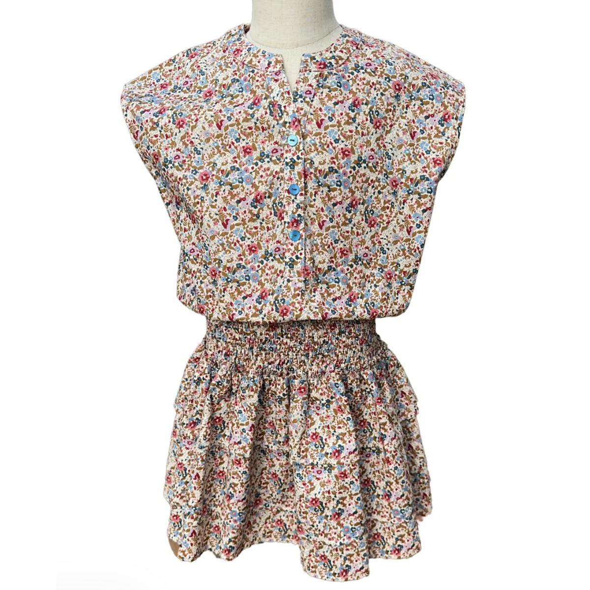Pleat Drew Dress-Jewel Floral