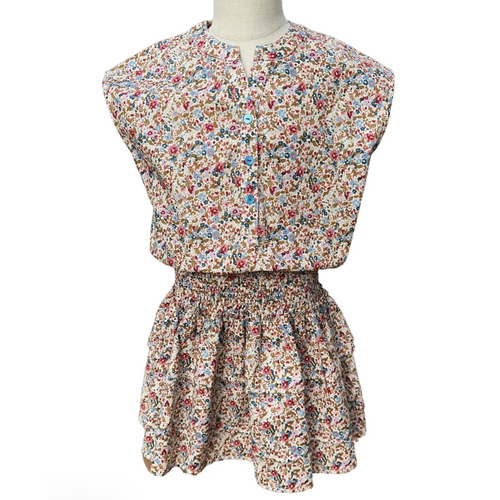 Pleat Drew Dress-Jewel Floral