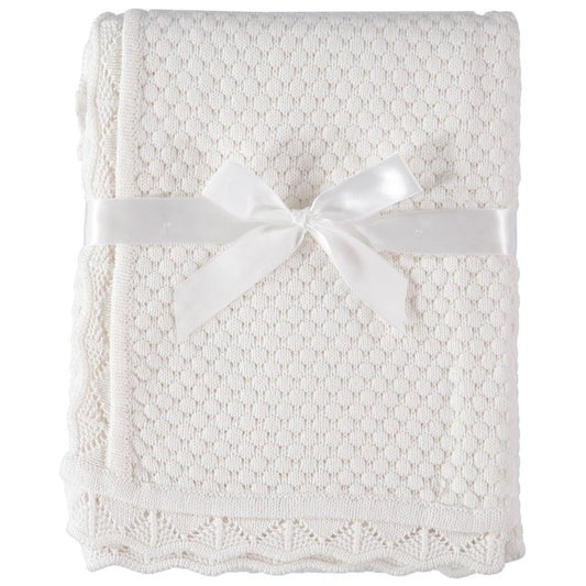 Baby Dove Popcorn Scallop Knit Blanket