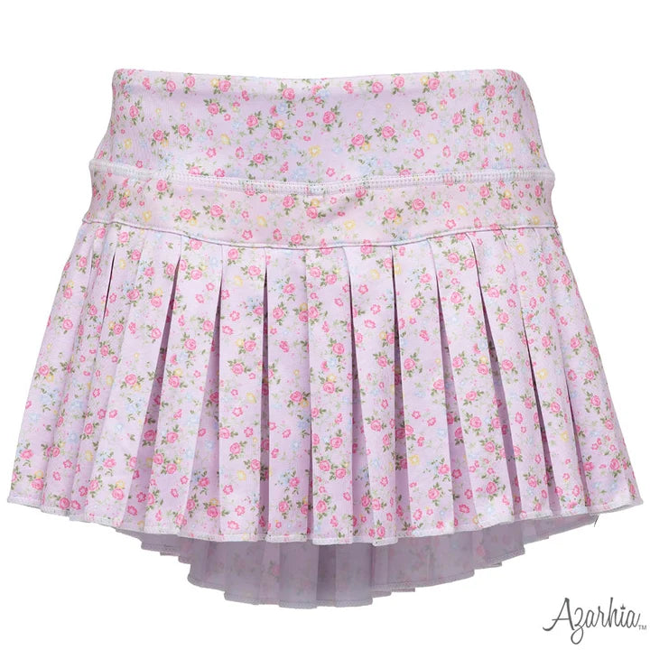 Azarhia Pretty in Pink Flowers Mini Pleated Skort
