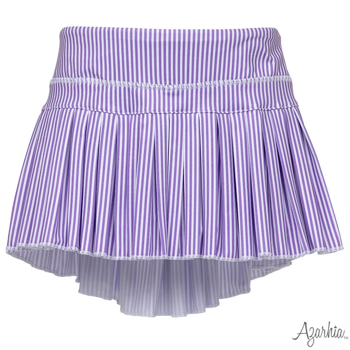 Azarhia Purple Stripes Mini Pleated Skort