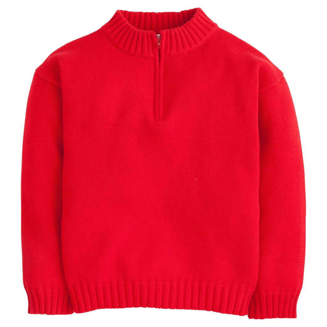 LE 1/4 Zip Sweater-Red