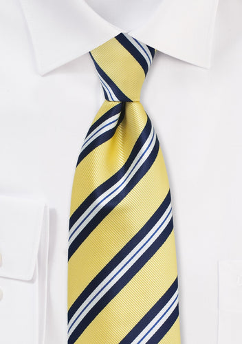 Repp Stripe Summer Tie Yellow/Navy