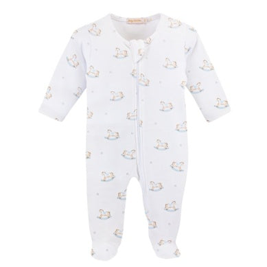BCC Cute Rocking Horse Blue Printed Zip Footie