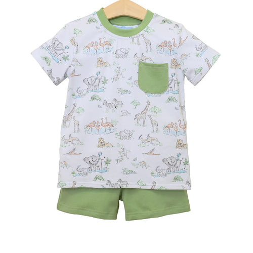 Trotter Street Safari Animals Pocket Short Set