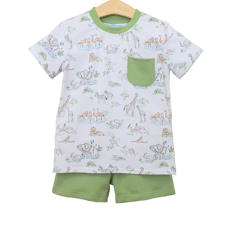 Trotter Street Safari Animals Pocket Short Set