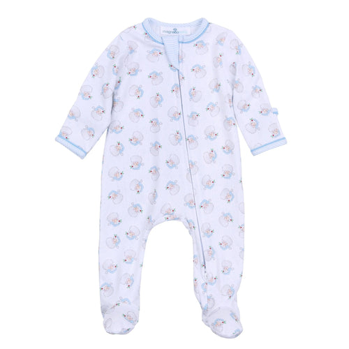 MB Santa Baby Printed Zipper Footie-Blue