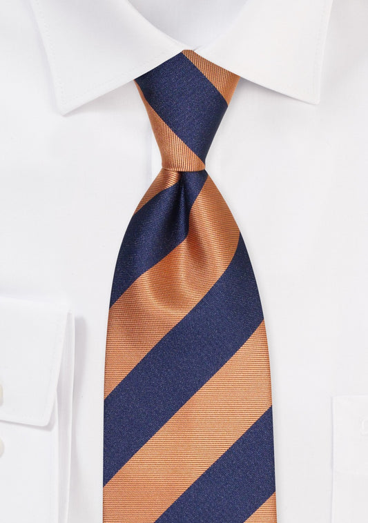 Navy and Golden Orange Satin Stripe Tie