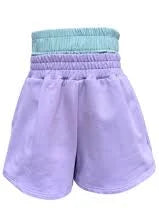 Pleat Comer Shorts-Purple