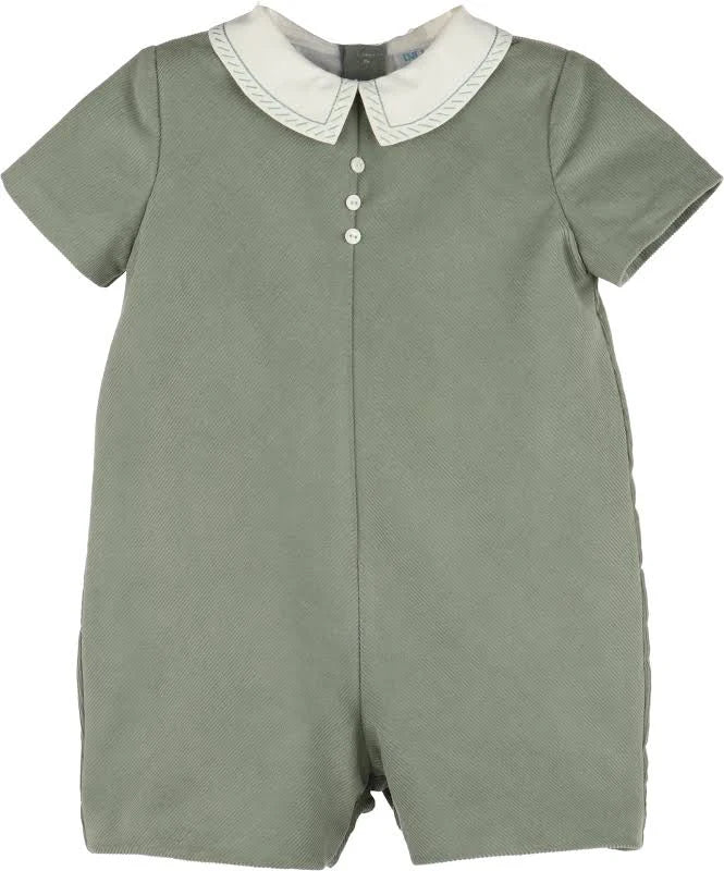 Luli & Me Cozy Corduroy Boy Romper-Green
