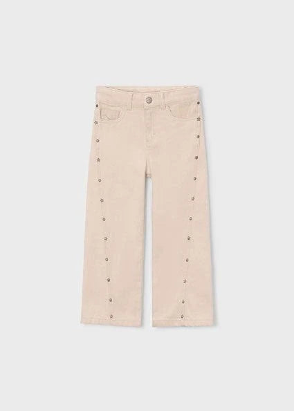 Mayoral Girls Light Khaki Twill Long Trousers