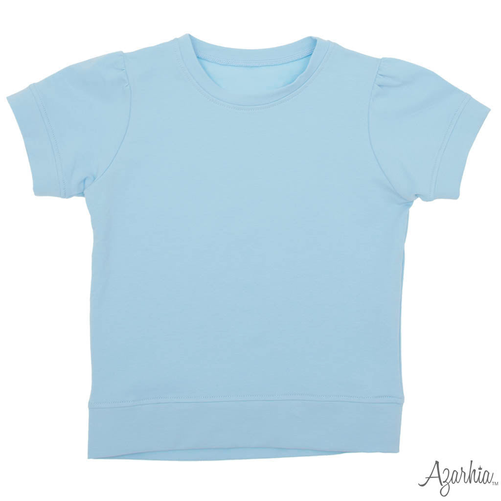 Azarhia S/S Holly Puff Sleeve Shirt-Lt. Blue