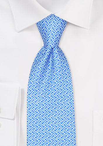 Sky Blue Geometric Print Tie