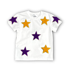 Belle Cher Purple/Gold Chenille Stars T-Shirt