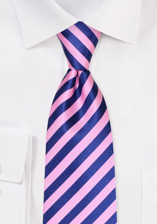 Summer Pink and Navy Stripe Tie